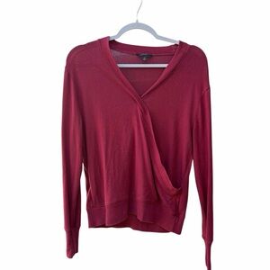 J. Crew Faux Wrap Cranberry  Sweater Long Sleeve Women Size Small